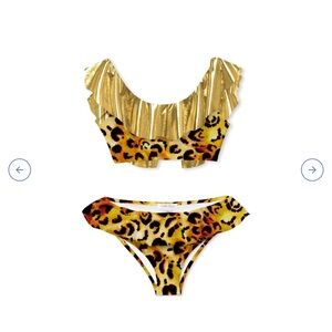 Stella Cove Gold and Leopard Print Kids Bikini